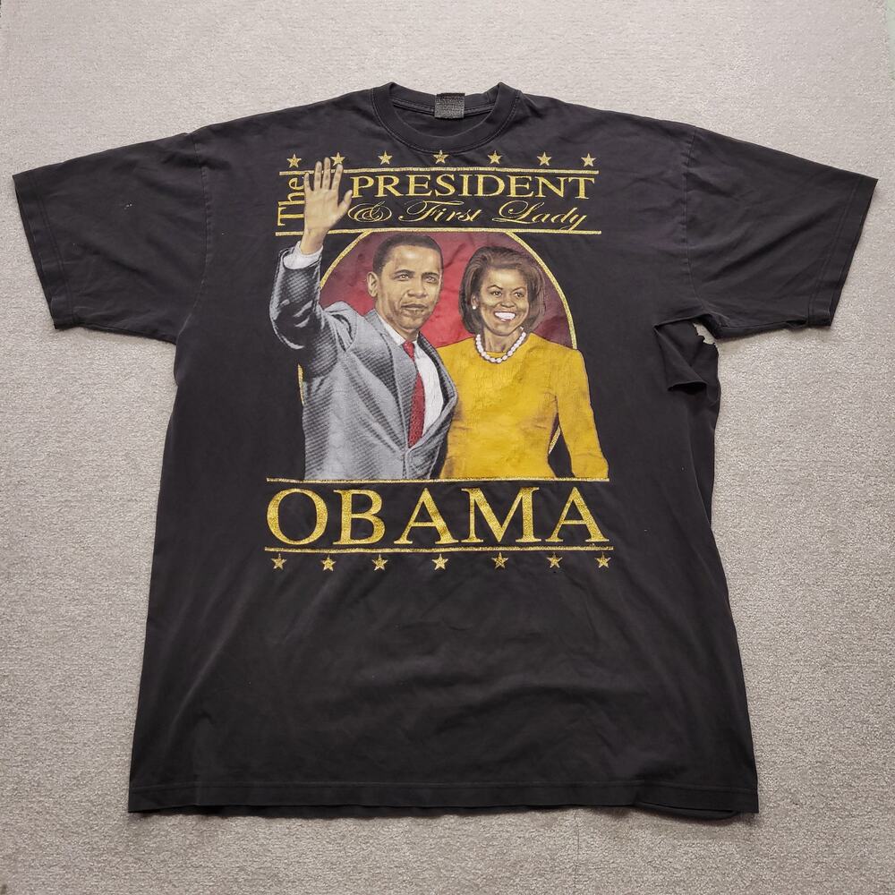 Barack Obama Michelle Obama Distressed Political Graphic T Shirt Men's 4XL